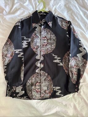 Vintage 70s Chemise Et Cie Images In A Pond Disco Shirt XXL Psychedelic Rare
